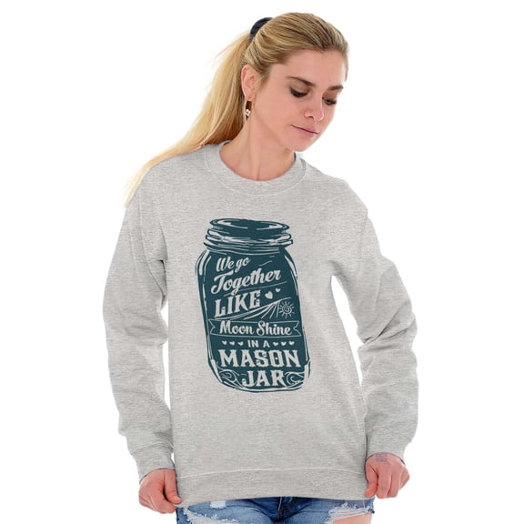 Together Like Moonshine and Mason Jar Women Plus Size Crewneck Sweatshirt Brisco Brands 2X