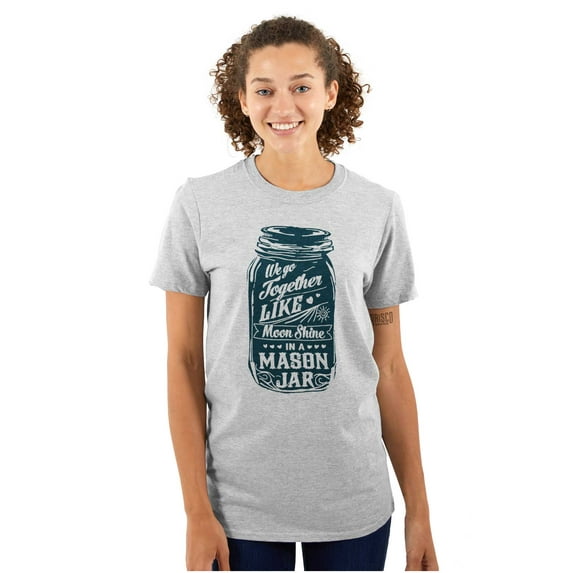 Together Like Moonshine and Mason Jar Women's Graphic T Shirt Tees Brisco Brands S