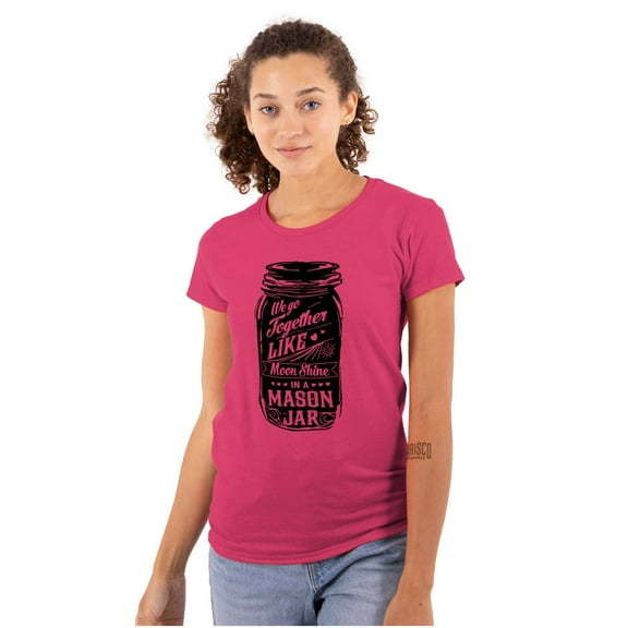 Together Like Moonshine and Mason Jar Womens Slim Fit Graphic Tee Brisco Brands S