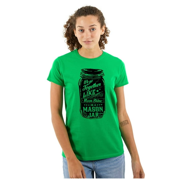 Together Like Moonshine and Mason Jar Womens Slim Fit Graphic Tee Brisco Brands S