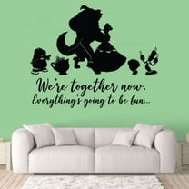 We're Together Now Everything's Going To Be Fun Beauty And Beast Portrait Silhouette Belle Disney Princess Disney Movie Vinyl Wall Art Sticker Decal Wall Decoration Home Room Design Size (10x10 inch)