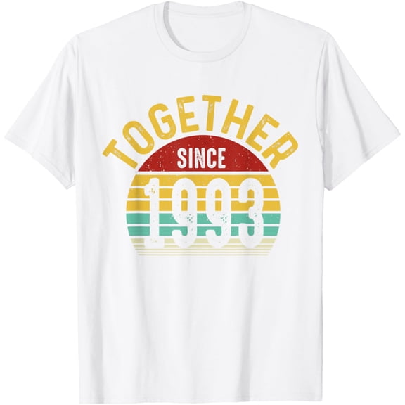 Together Since 1993 29th Wedding Anniversary Couple Matching T-ShirtMen and women, Black T-shirt, size: Extra large S-4XL