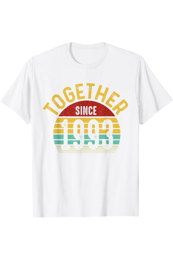 Together Since 1993 29th Wedding Anniversary Couple Matching T-ShirtMen and women, Black T-shirt, size: Extra large S-4XL