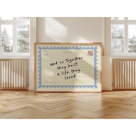 Together They Built A Life Postcard Print Blue Homely Trendy Retro Positive Wall Art