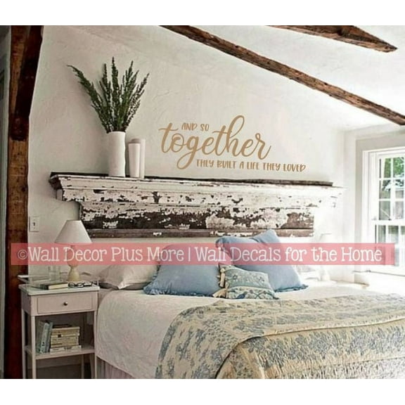 Together They Built Life They Loved Quotes Wall Decor for Bedroom - Die-Cut Vinyl Wall Art - Wall Decals Quotes Motivational - Family Wall Decals - Wall Stickers Quotes - 36x14- Inch, Tan