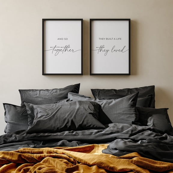 Together They Built a Life They Loved Minimalist Typography Bedroom Decor Set 2 Unframed Paper Print 8x12