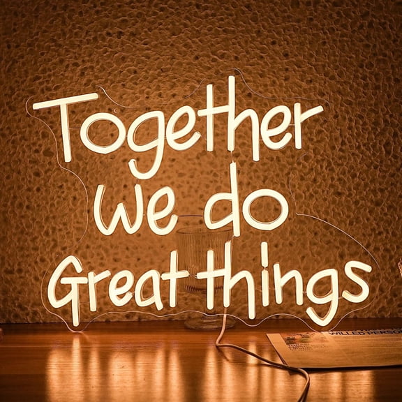 Together We Do  Things Neon Sign Dimmable Inspirational Neon Light Signs Wall Art Decor for School  Office Positive Classroom Decor USB Neon Light 16.5 * 12.6 IN