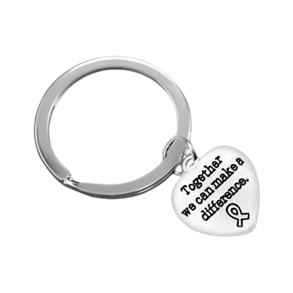"Together We Can Make A Difference" Heart Charm Split Ring Keychain