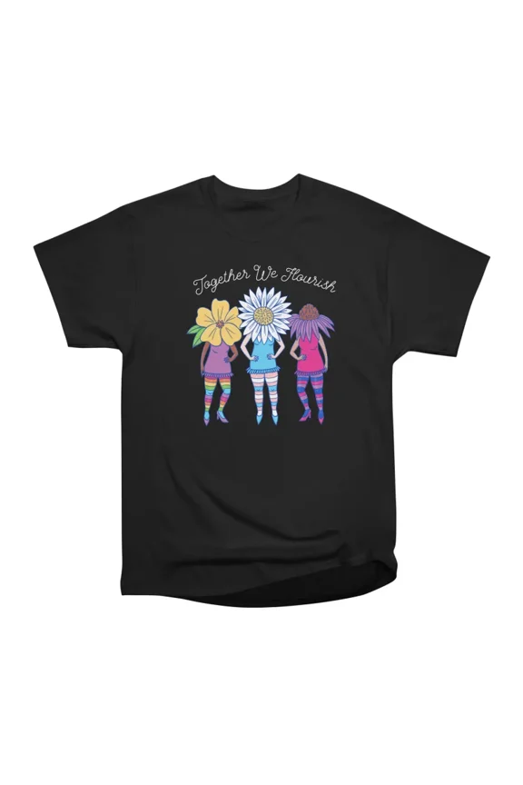 Together We Flourish LGBTQ Pride Ally Design Trans Bisexual Rainbow Colors T-Shirt Tee Gif