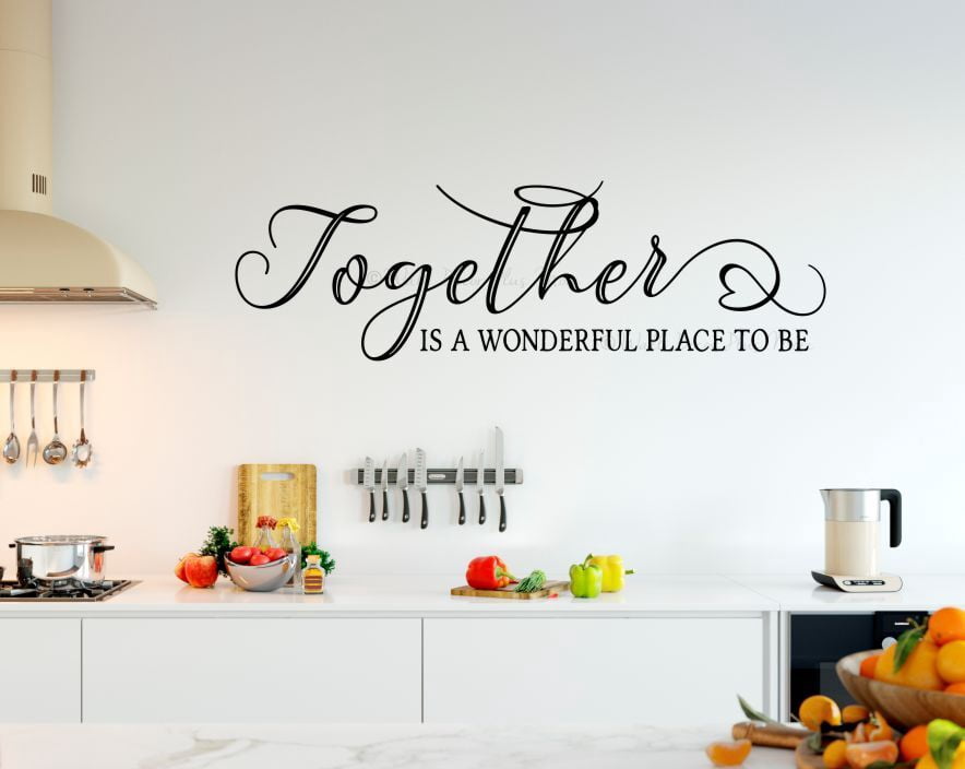 Together Wonderful Place To Be Family Quote Wall Decal - Premium Matte Finish Vinyl Wall Art Sticker Decor - Quotes Wall Decor for Living Room, Kitchen & Dining Room - 36x11- Inch, Black
