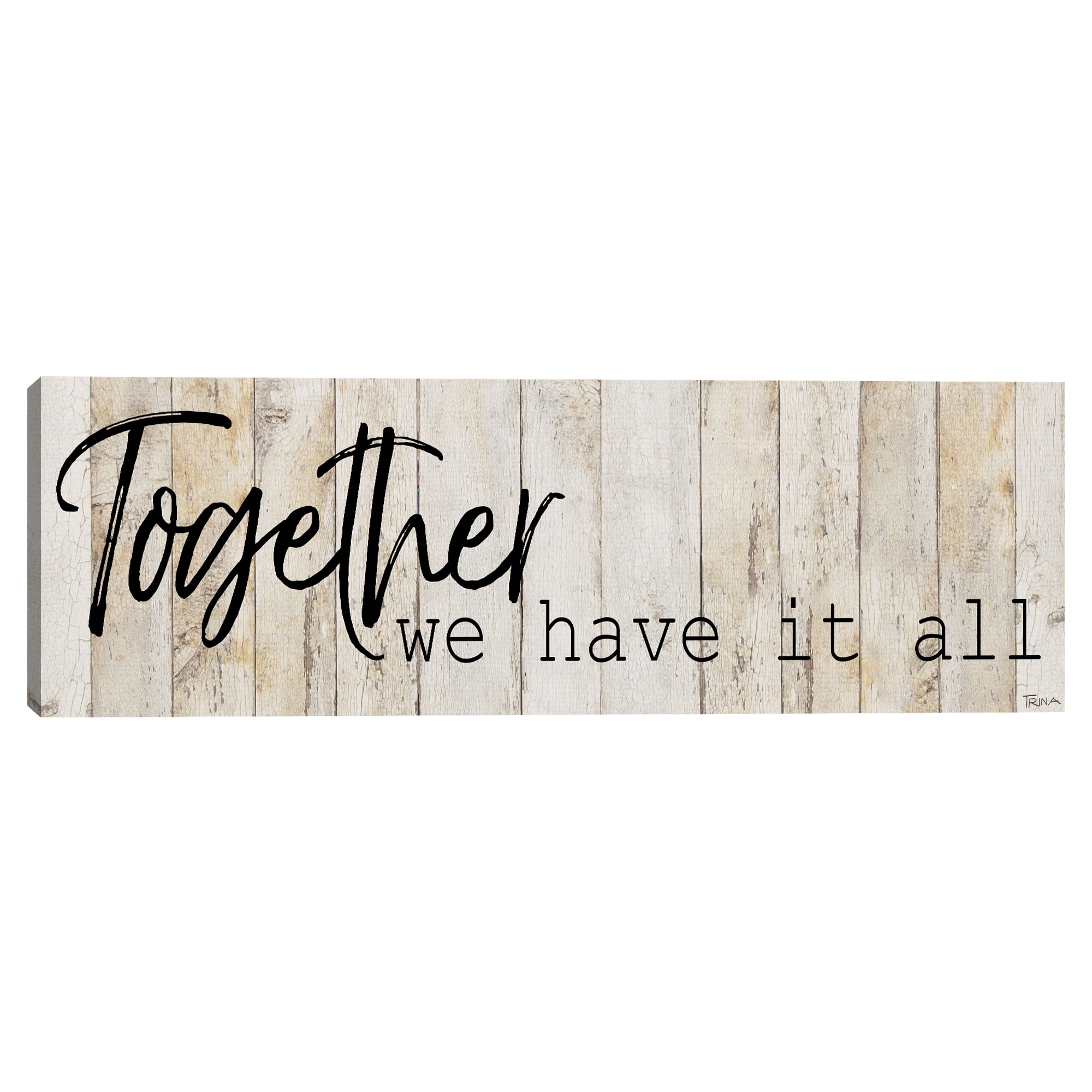 Together Inspirational Brown Canvas Wall Art 12" x 36"