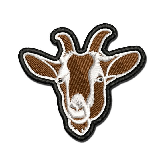 Toggenburg Goat Face Applique Multi-Color Embroidered Hook & Loop Patch - 3.5 Inch Large