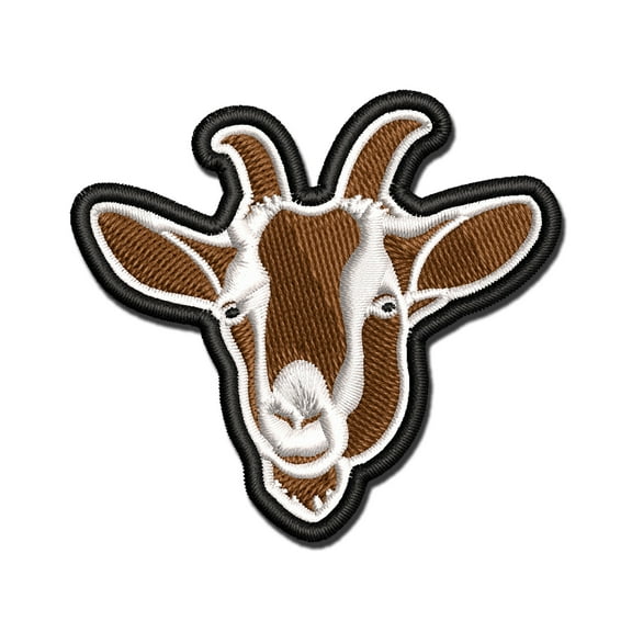 Toggenburg Goat Face Applique Multi-Color Embroidered Iron-On Patch - 2.0 Inch Mini