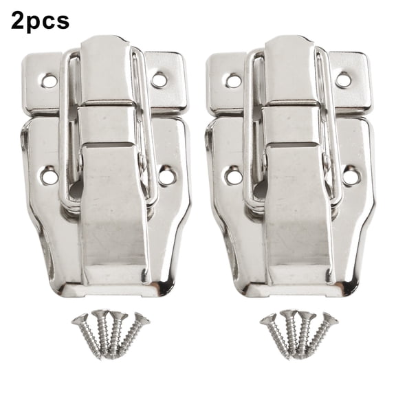 Toggle Catch Latch Case Clip Clasp Set - 2 Pack Silver Iron Lift-Off Fasteners for Suitcase, Toolbox, Trunk, Chest - Modern Style Hardware Accessories (78x48mm)