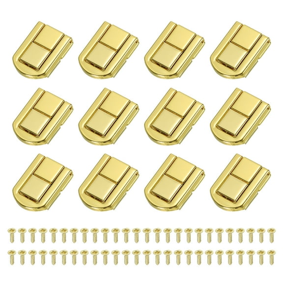 Toggle Catch Lock 1.3" x 0.9", Metal Hasp Latch for Jewellery Box Decoration Suitcase Toolbox, Gold 12 Pack