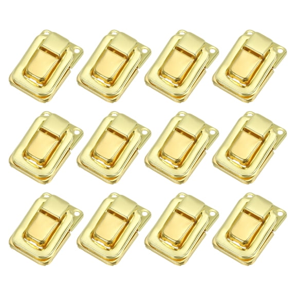 Toggle Catch Lock 1.4" x 0.9", 12 Pack Metal Buckle Hasp Lock Latch Clasp for Jewelry Box Wooden Case, Gold