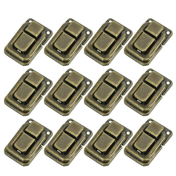 Toggle Catch Lock 1.5" x 1", 12 Pack Metal Buckle Hasp Lock Latch Clasp for Jewelry Box Wooden Case, Bronze