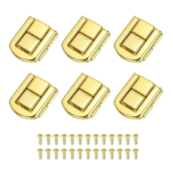 Toggle Catch Lock 1" x 0.8", Metal Hasp Latch for Jewellery Box Decoration Suitcase Toolbox, Gold 6 Pack