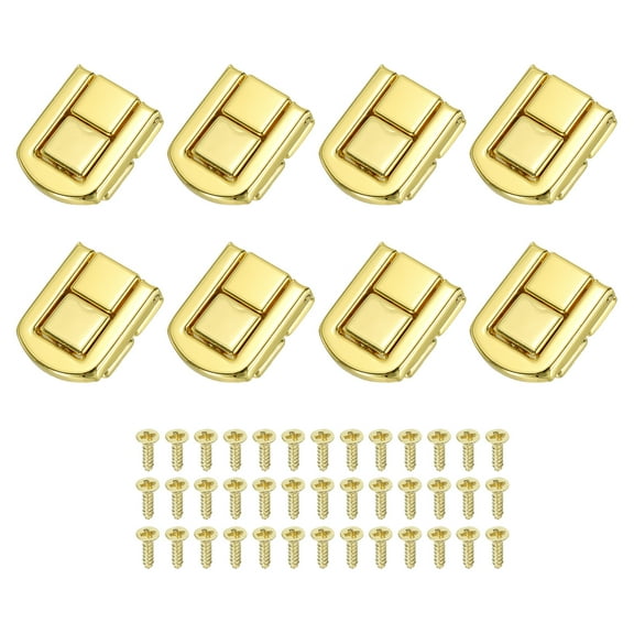 Toggle Catch Lock 1" x 0.8", Metal Hasp Latch for Jewellery Box Decoration Suitcase Toolbox, Gold 8 Pack