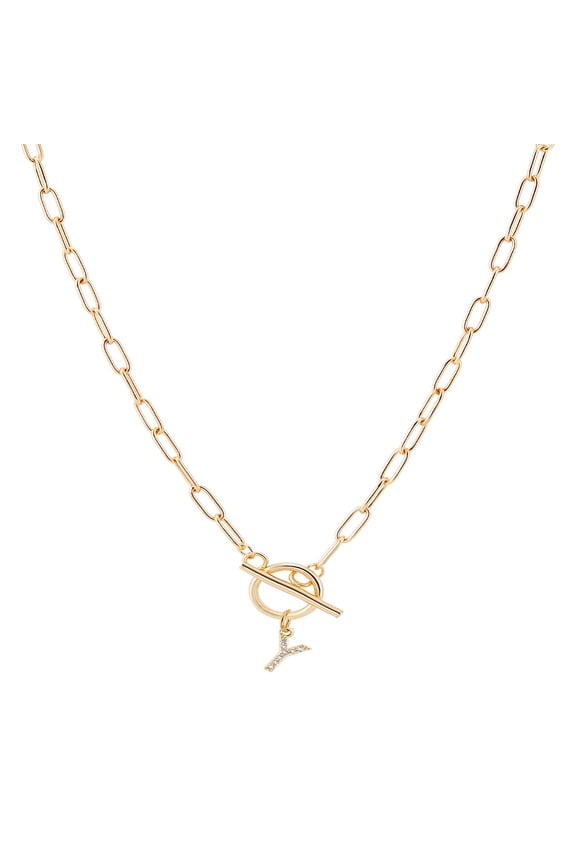 Toggle Clasp Capital A-Z Initial Necklace Alphabet Chain Buckle Necklace for Gifts DIY