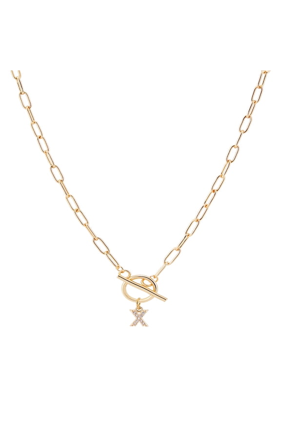 Toggle Clasp Capital A-Z Initial Necklace Alphabet Chain Buckle Necklace