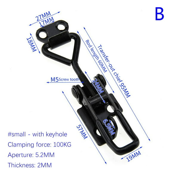 Toggle Latch Catch Toggle Clamp Adjustable Cabinet Boxes Lever Handle Lock Hasp For Home Sliding Door Furniture Hardware Black Quick Clamp Latch Clamp Elbow Clamp Box Clamp Lock Clamp