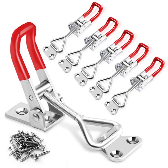 Toggle Latch Clamp 4001, Adjustable Toggle Clamp Latch | 330Lbs Holding Capacity, Quick Release Hasp Clamps, Heavy Duty Pull Latches for Lid Jig, Tool Box Case, Smoker, 24PCS Screws