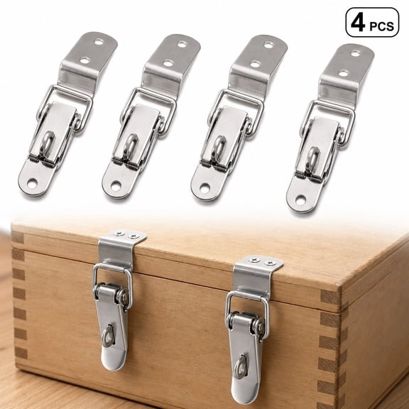 Toggle Latch Lock, 4 Pack 304 Stainless Steel Spring Loaded Catch Latch with Screws for Box, Chest, Cabinet, Truck, Tool Box