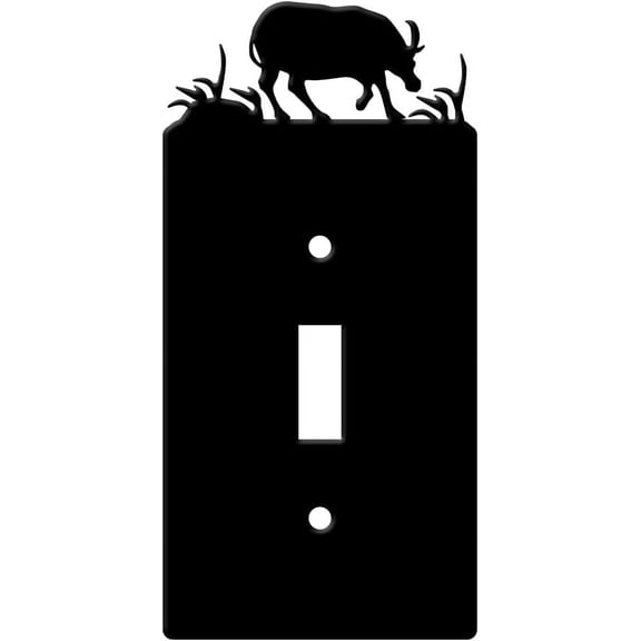 Toggle Light Switch Wall Plate Cover Iron Single Light Switch Cover 1 Gang Toggle Switch Cover Wall Plate with Cow Grass Decorative Outlet Covers for Light Switch Cover with 2 Screws Black DIY