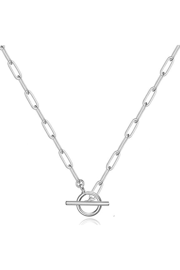 Toggle Necklace 14K Gold Plated Paperclip Chain Choker Stainless Steel Cable Necklaces Jewelry for Women[p3573]