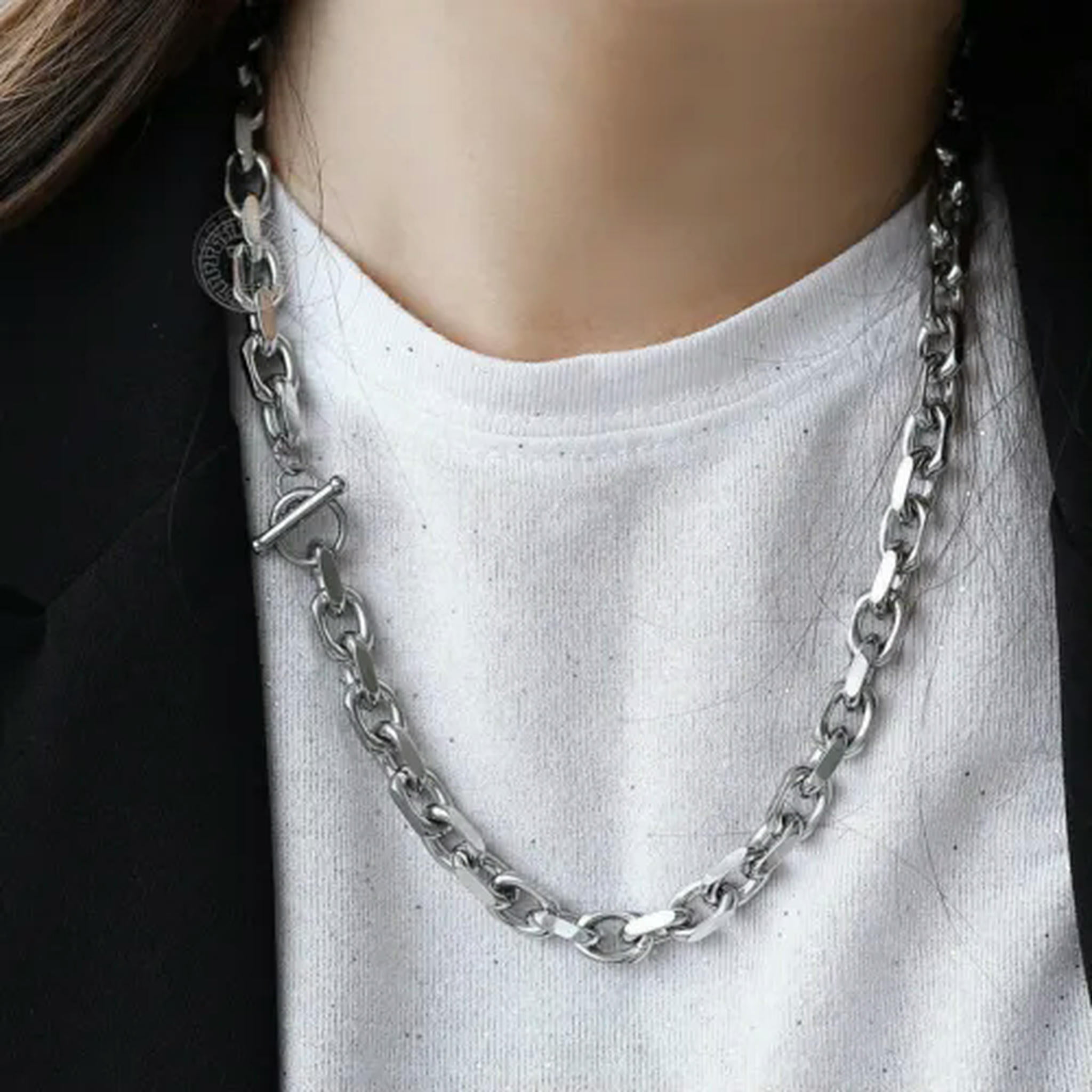 Toggle Necklace Cable Link Chain Necklace for Men Stainless Steel 18 20 ...