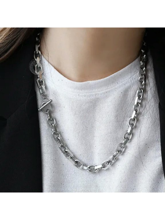 Toggle Necklace Cable Link Chain Necklace for Men Stainless Steel 18 20 24 inch