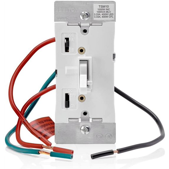 Toggle Slide Dimmer Switch for Magnetic Low Voltage, LED, Halogen and Incandescent Bulbs, TSM10-1LW, White