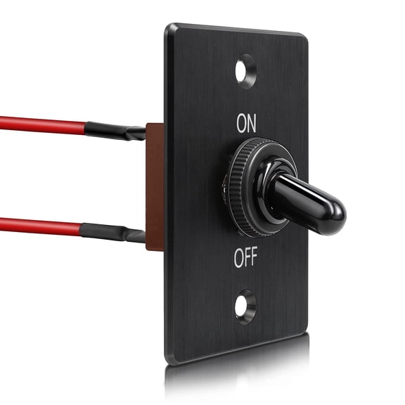 Toggle Switch 12V with Aluminum Mounting Plate Pre-soldered 14AWG Leads 20A 2 Pin SPST ON OFF Toggle Switch with Weather-resistant Boot Cover for Marine Boat RV Trailer Truck AutomotiveVisit t
