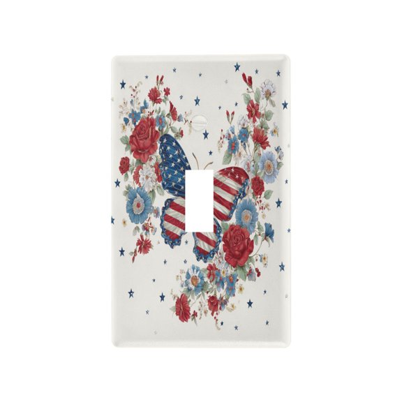 Toggle Switch Plate PC Material Electrical Outlet Covers Wall Plates with Screws Butterfly and Flowers Border