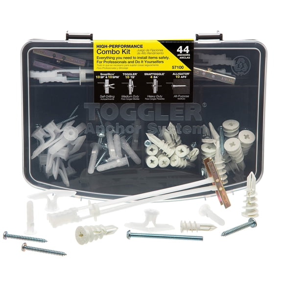 Toggler Combo Anchor Kit Heavy Duty Drywall Toggle Anchor - 44 Piece Assortment