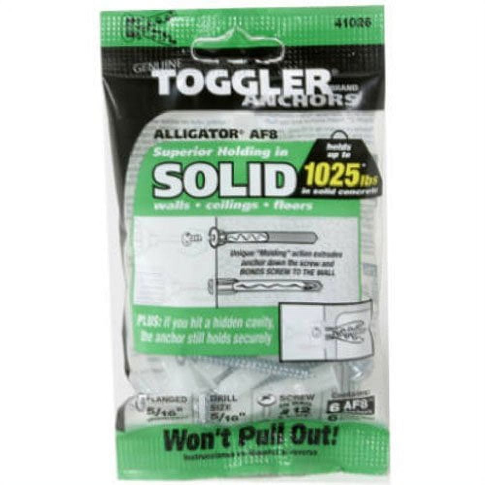 Toggler 50490 Alligator Masonry Anchors, Flanged, 5/16In., 6Pk