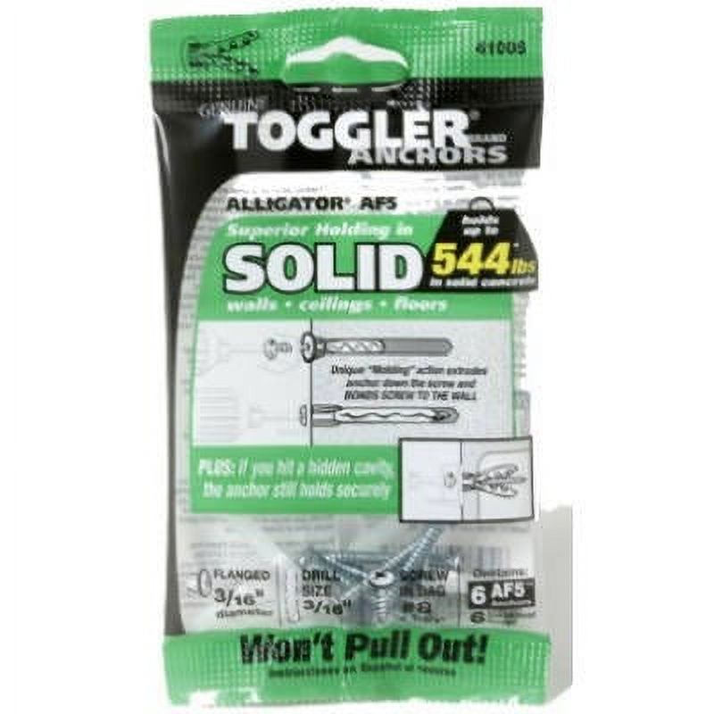 Toggler Alligator Masonry Anchors, Flanged, 3/16In., 6Pk. 1 Pack