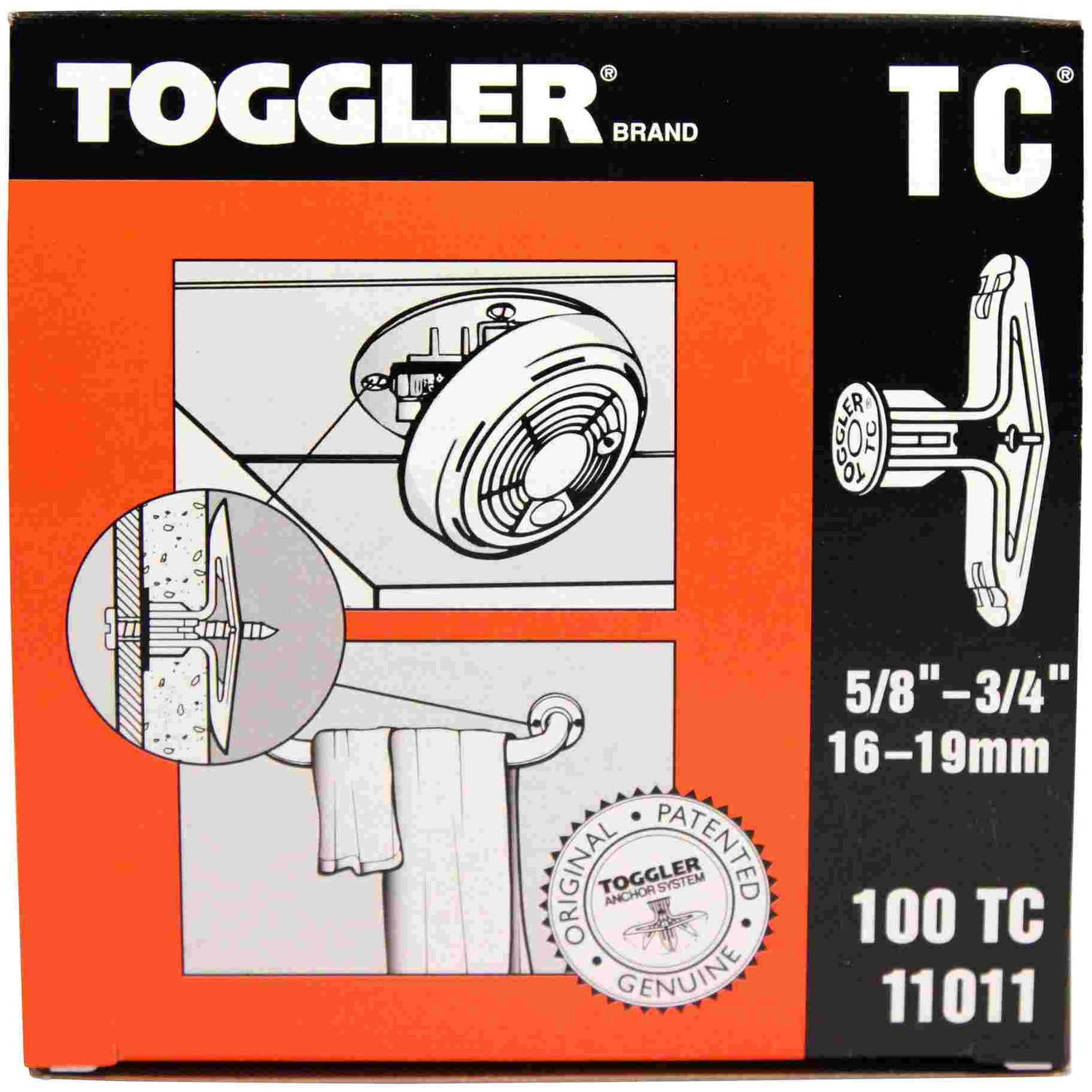 Toggler Plastic Toggle Anchors, Tc 100Piece Box of Commercial Drywall