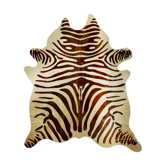 Togo Cowhide Rug 6x7 Zebra Black Off-White Natural 1-Piece