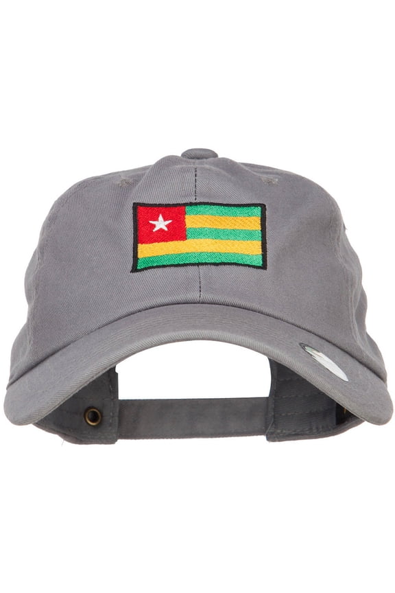 Togo Flag Embroidered Washed Cap - Grey OSFM