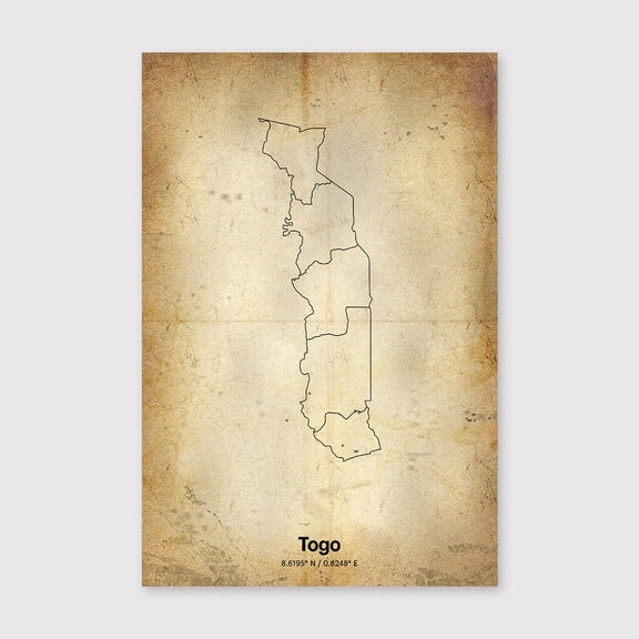 Togo Print, Togolese Gift, Minimalistic Country Map Poster, TG Line Art, Contemporary mapfor Living Room Bedroom Office Farmhouse Neutral Home Artwork Ready to Hang 8x12 inch