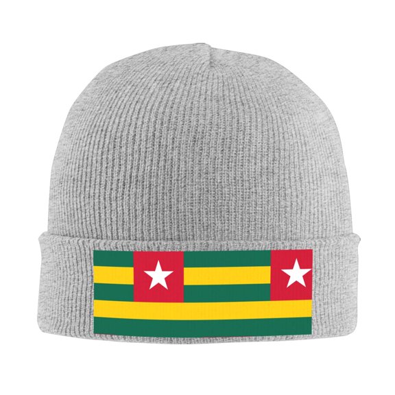 Togolese-Flag Beanie Hat Knit Hat Skull Cap for Men Women Winter Hat Gray
