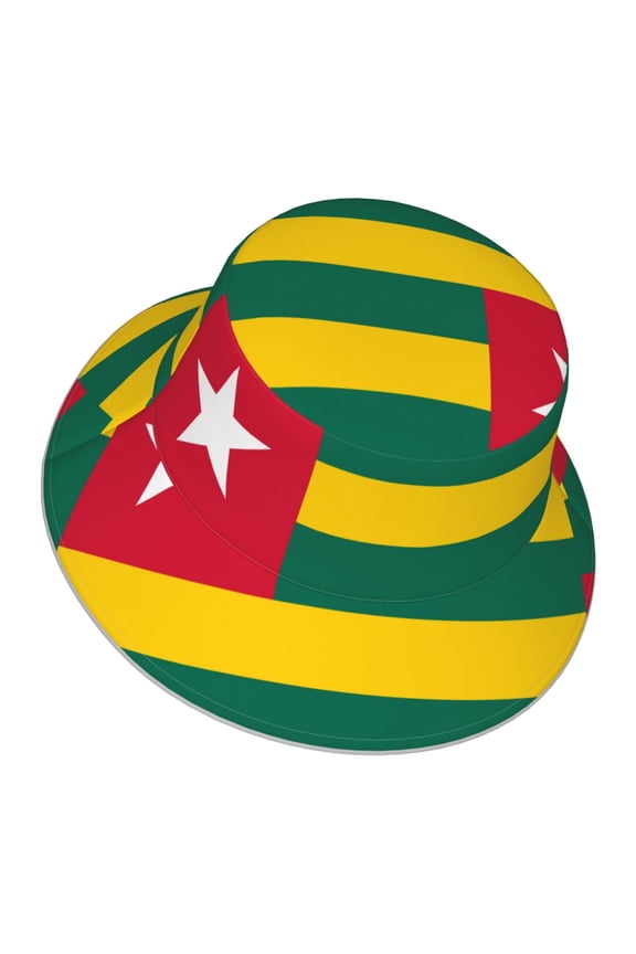 Togolese-Flag Bucket Hat With Reflective Stripe Beach Sun Fishing Hat Reversible For Men Women