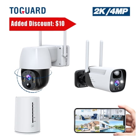 Toguard 4MP Wireless Security Camera System Outdoor Battery Bullet Dome Surveillance Camera Wireless Connector