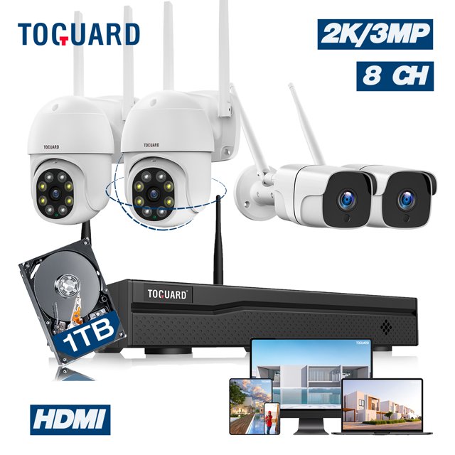Toguard CCTV Security Camera System Outdoor with 1TB Hard Drive, 2X3MP