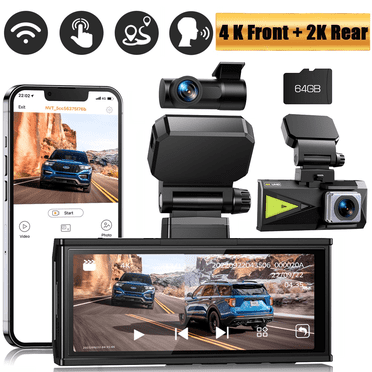 Toguard Dash Cam Front and Rear, 4K+2.5K Dash Camera Built-in 5G WiFi GPS 3.16" Touch Screen Car Camera with G-Sensor, Super Night Vision, Loop Recording, 64GB SD Card
