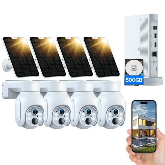 TOGUARD 10CH SC23 4MP Solar Security Camera System Outdoor Wireless WiFi Dome Surveillance Camera NVR HDMI Connector