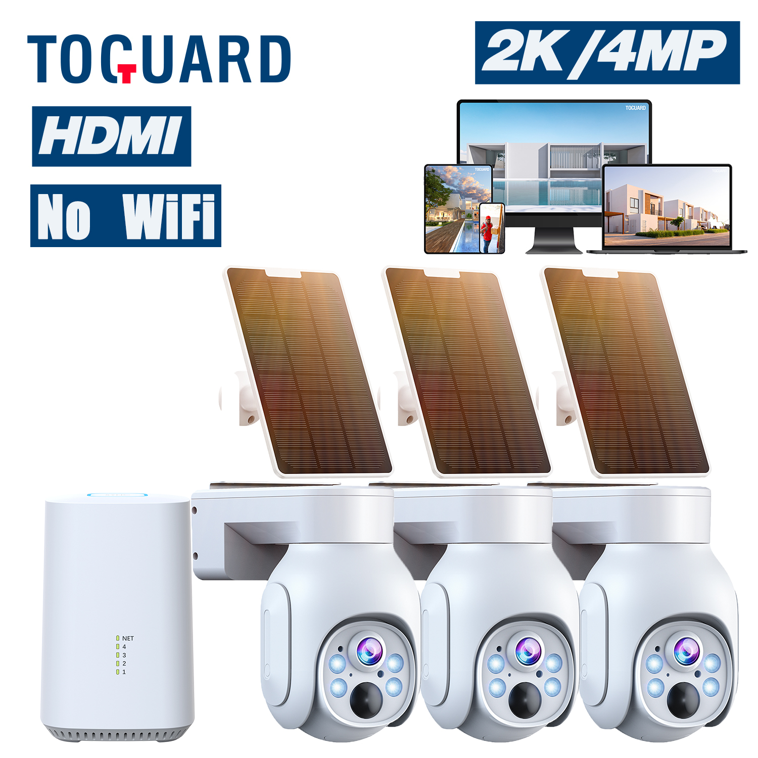 Toguard SC19A Solar Wireless Security Camera System Outdoor Battery WiFi Dome Surveillance Camera Wireless Connector - image 1 of 8