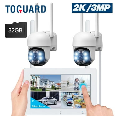 Toguard SC26 2K/3MP Wired Security Camera System Outdoor with 7" Monitor PTZ Dome Surveillance Camera WiFi Wireless Connector